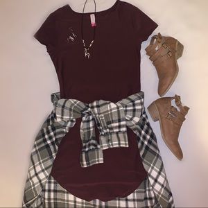 Maroon T Shirt Dress for Layering